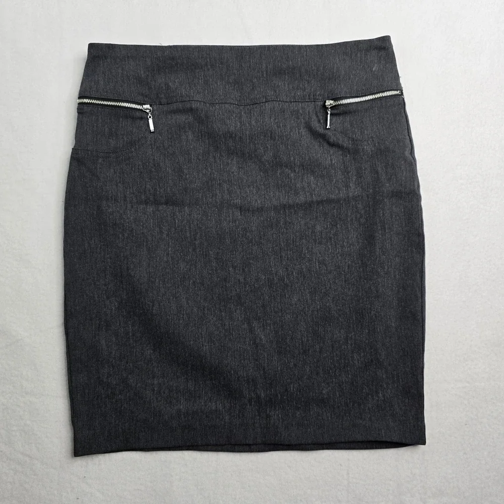 Joe B XL Charcoal Gray Pencil Skirt Career Zip Accent business Casual Bodycon‎
